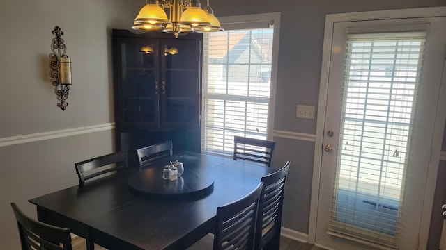 dining room featuring an inviting chandelier