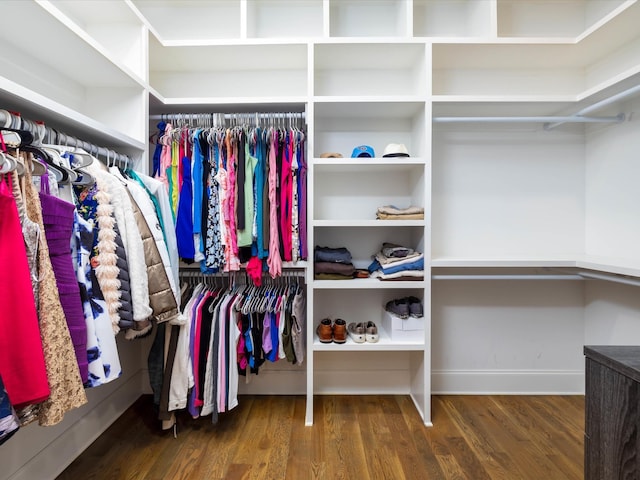 spacious closet featuring wood finished floors