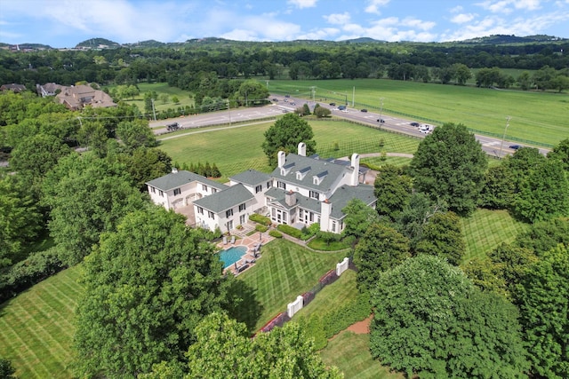 bird's eye view with a rural view