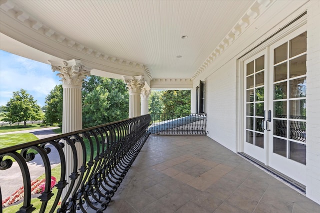 balcony with french doors