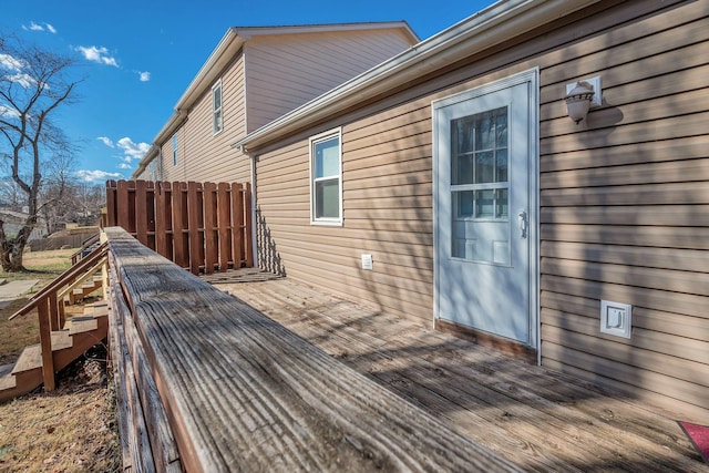 wooden deck featuring fence