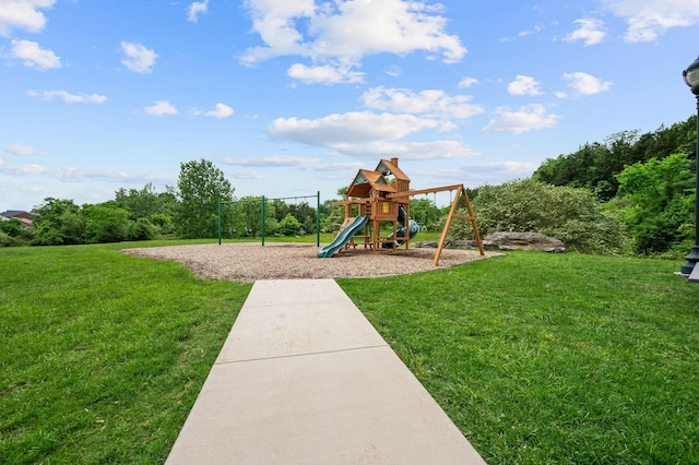 community playground with a yard