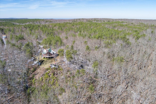 bird's eye view featuring a view of trees