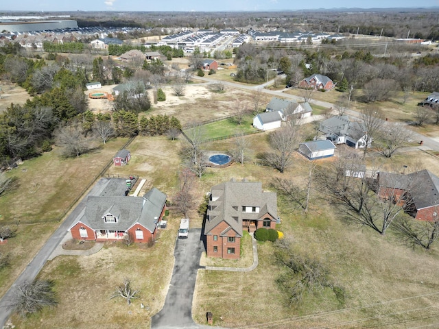 drone / aerial view with a residential view