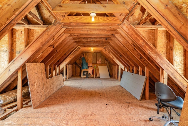 view of unfinished attic