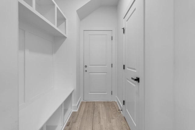 mudroom with light wood-style floors