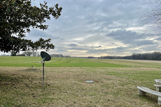 surrounding community with a rural view and a lawn