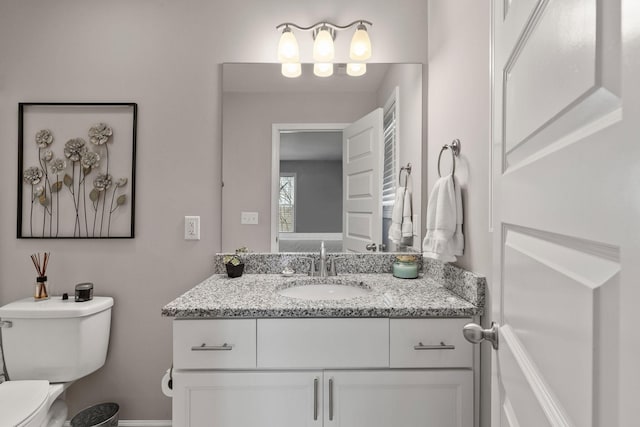 bathroom with toilet and vanity