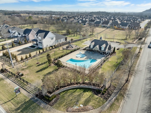 aerial view featuring a residential view