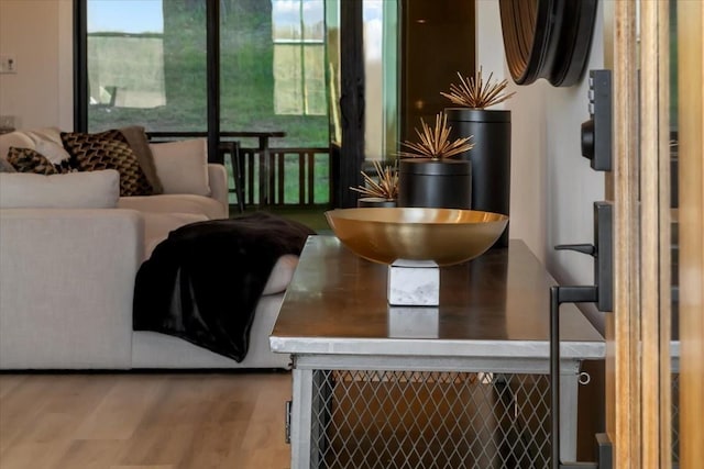 living room featuring light wood-type flooring