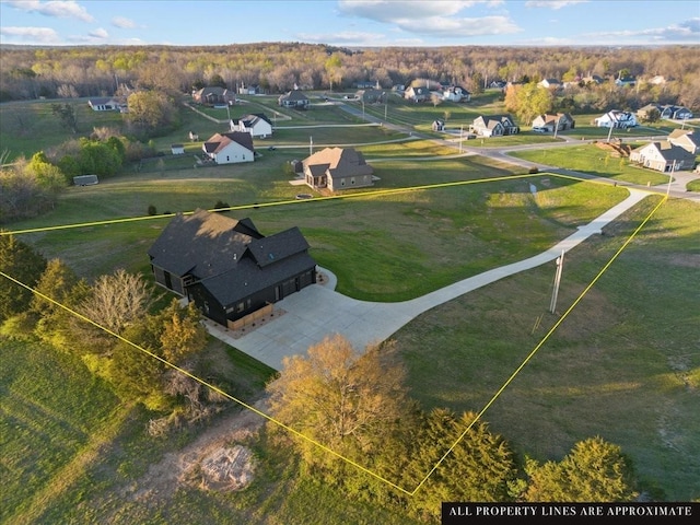 bird's eye view with a residential view