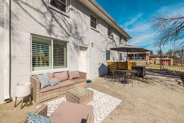 view of patio / terrace with outdoor lounge area and outdoor dining space