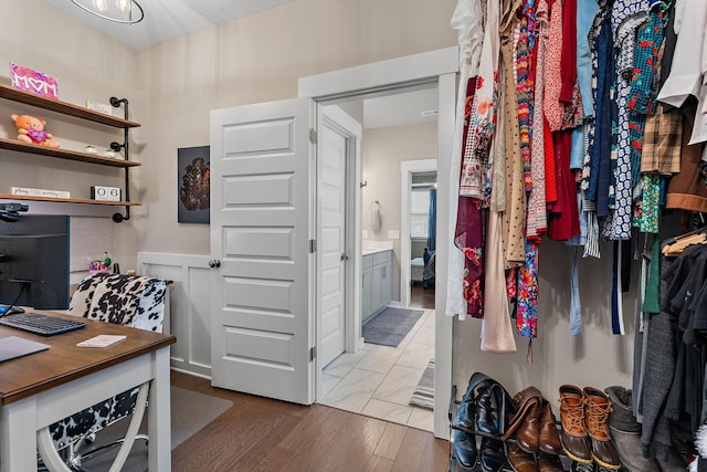 interior space with wood finished floors