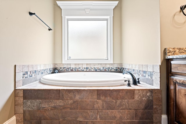 full bathroom with a wealth of natural light and a garden tub