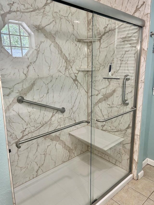 403 Bryan Blvd, Manchester, TN 37355 - bathroom featuring a marble finish shower and tile patterned flooring