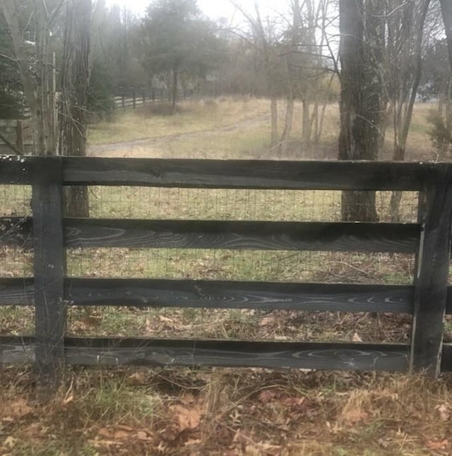 view of gate featuring fence and a rural view