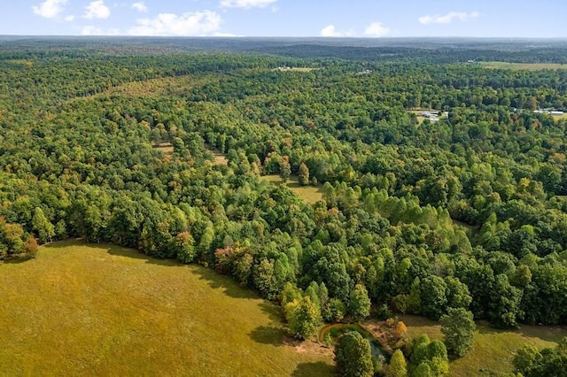 birds eye view of property featuring a forest view