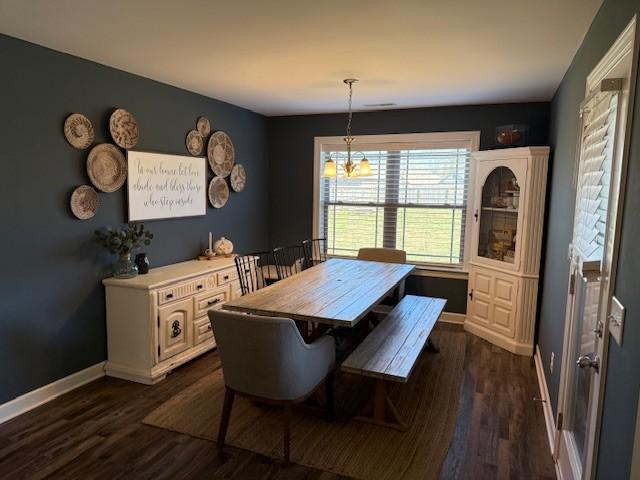 dining room featuring baseboards and dark wood finished floors