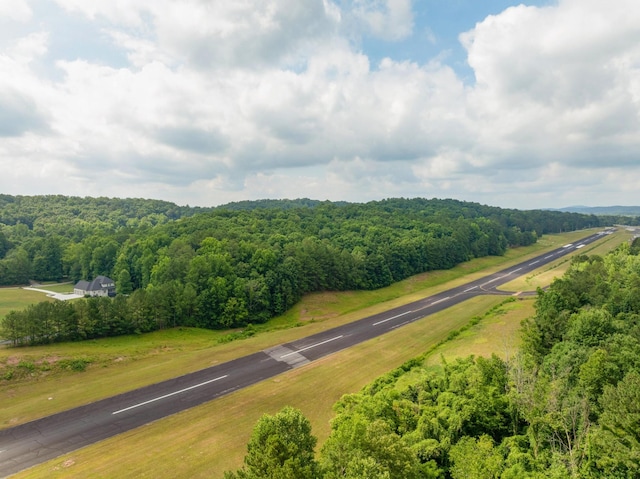 bird's eye view featuring a view of trees