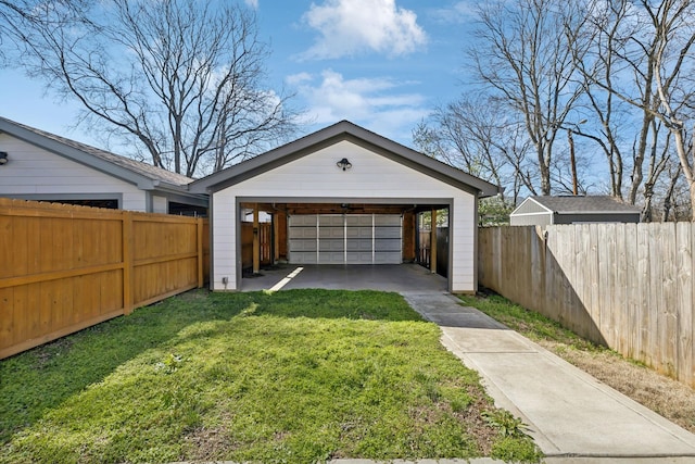 garage with fence