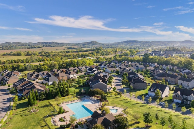 aerial view with a mountain view