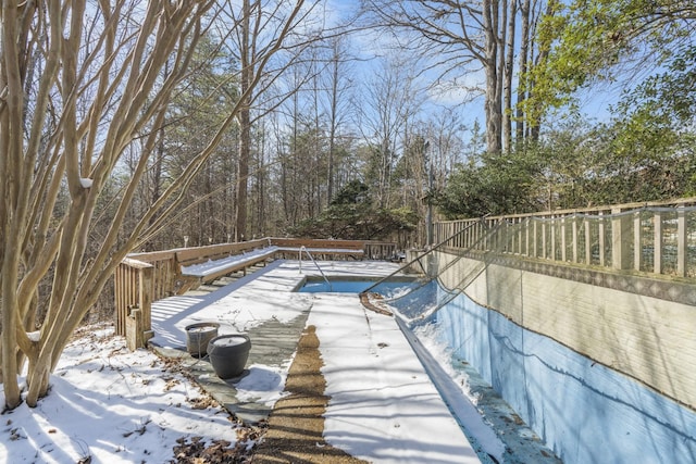 snow covered pool with a pool