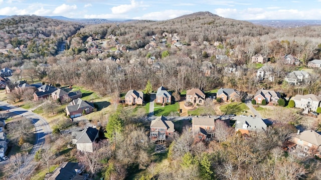 aerial view featuring a residential view and a mountain view