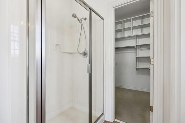 bathroom with a stall shower