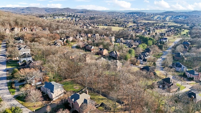 birds eye view of property featuring a residential view and a mountain view