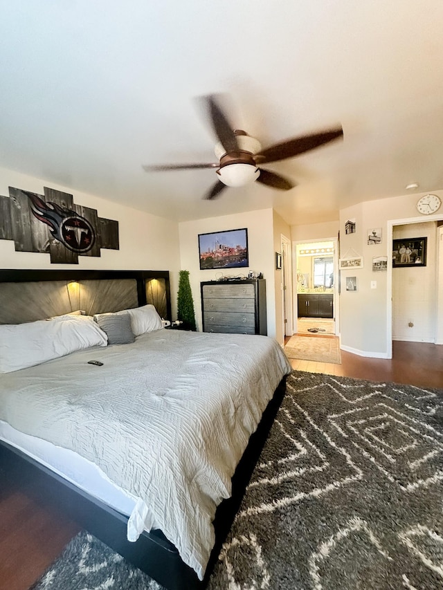 bedroom with visible vents and ceiling fan