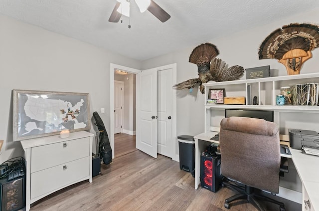 224 Kempville Hwy, Carthage, TN 37030 - office with ceiling fan, light wood finished floors, and a textured ceiling