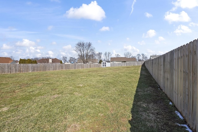 view of yard featuring a fenced backyard