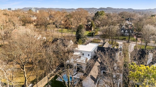 bird's eye view with a mountain view