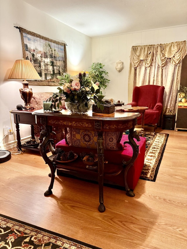 sitting room with wood finished floors