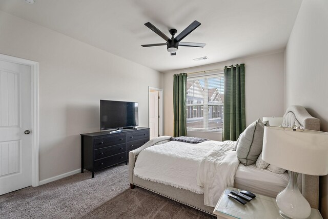 805 Coronation Dr, Antioch, TN 37013 - carpeted bedroom with a ceiling fan, visible vents, and baseboards