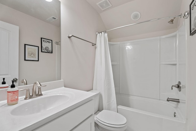 805 Coronation Dr, Antioch, TN 37013 - full bathroom with shower / bathtub combination with curtain, visible vents, vanity, and toilet