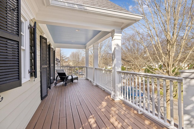 deck with a porch