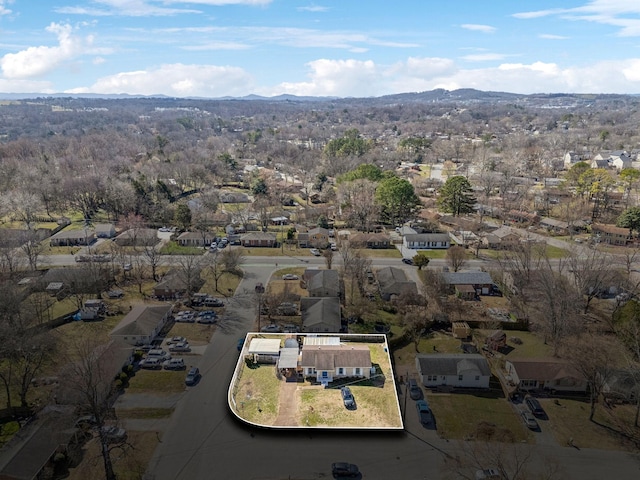 bird's eye view with a residential view and a mountain view