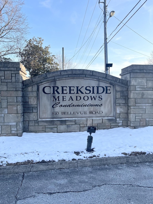 view of community sign