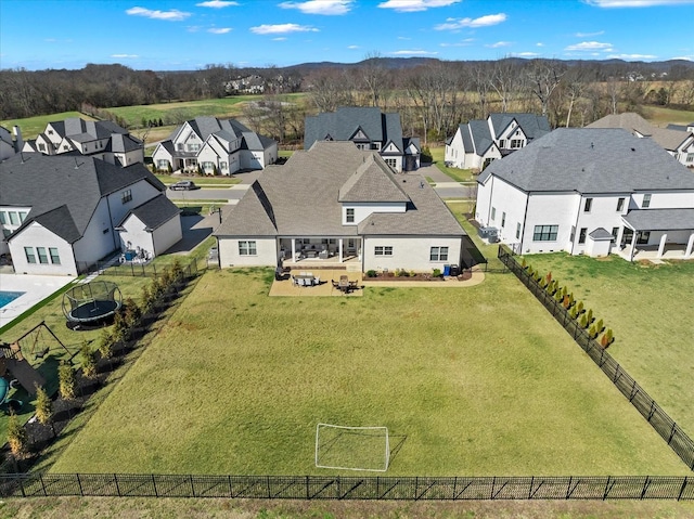 drone / aerial view with a residential view