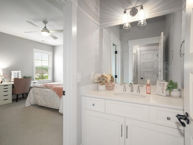 5562 Hardeman Springs Blvd, Arrington, TN 37014 - bathroom featuring vanity, a ceiling fan, and connected bathroom