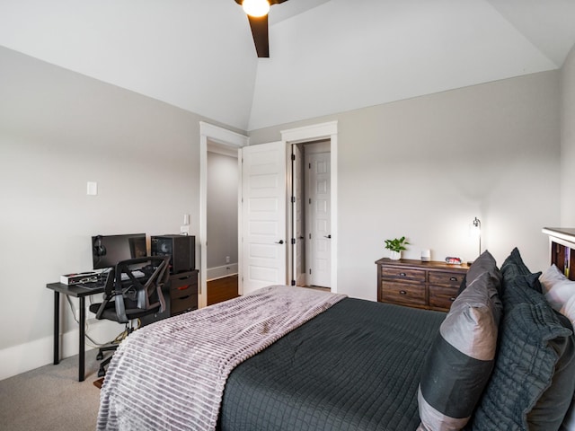 5562 Hardeman Springs Blvd, Arrington, TN 37014 - carpeted bedroom with ceiling fan, high vaulted ceiling, and a desk