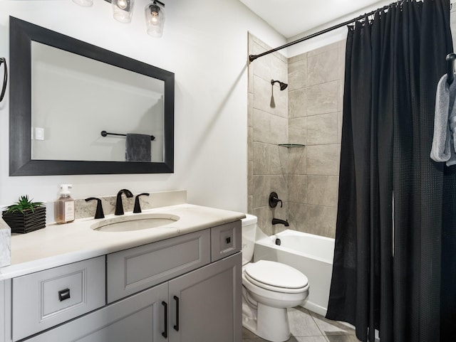 5562 Hardeman Springs Blvd, Arrington, TN 37014 - full bath featuring vanity, toilet, shower / bathtub combination with curtain, and tile patterned flooring