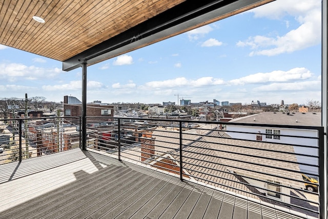 deck featuring a city view