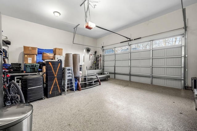 garage with a garage door opener