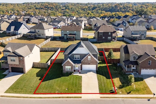 birds eye view of property featuring a residential view