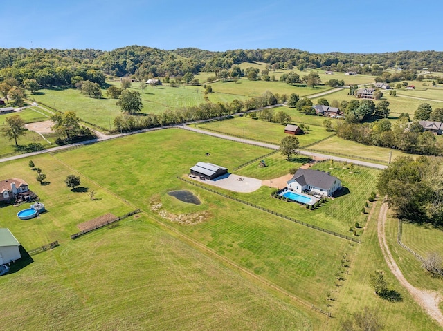 aerial view with a rural view