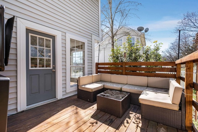 deck featuring an outdoor living space