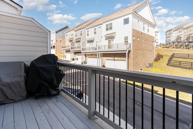 deck with a residential view