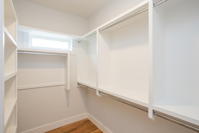 walk in closet featuring wood finished floors